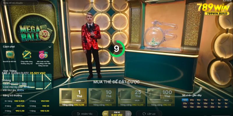 Live siêu bóng Mega tại sảnh Evo Casino 789Win